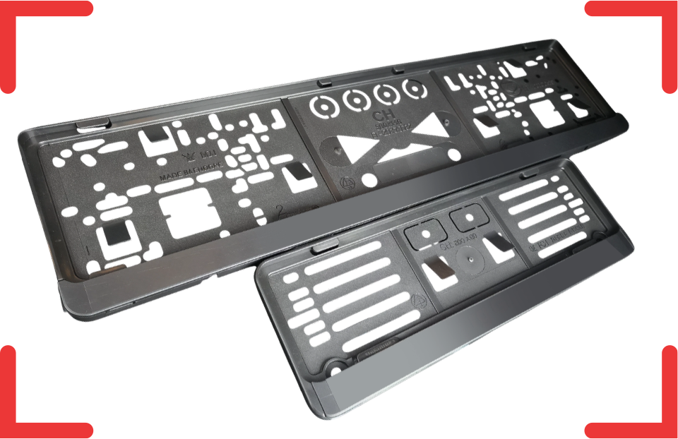 Individuelle Kennzeichenrahmen für Autos und Motorräder im modernen Design