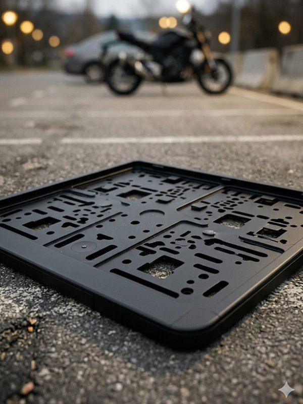 Motorrad Kennzeichenhalter aus schwarzem Kunststoff